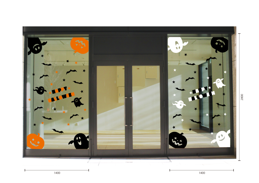 【VP】四隅のハロウィン オレンジ＆ホワイトの組み合わせ施工イメージ