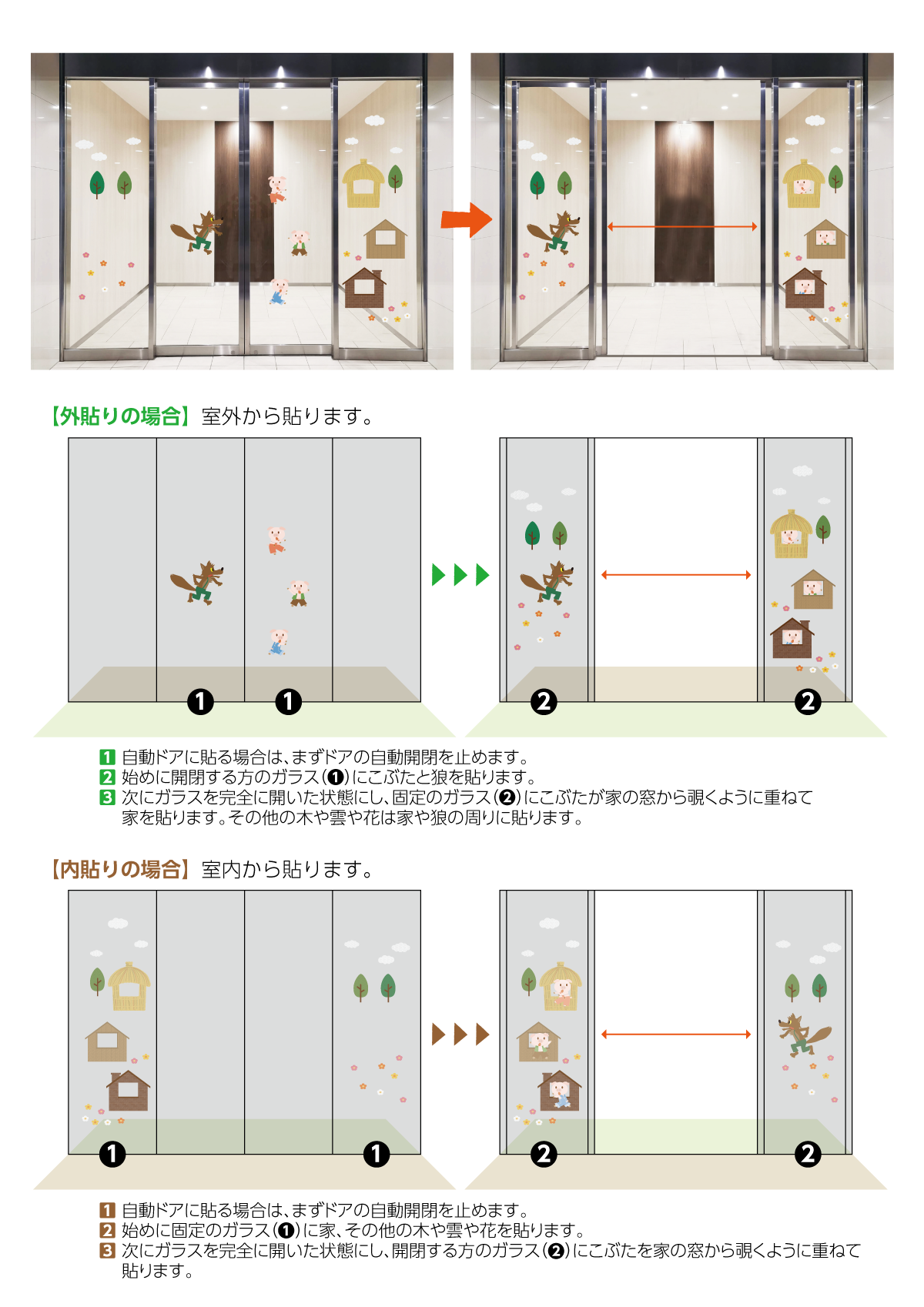 逃げろ！こぶた三兄弟！の貼り方