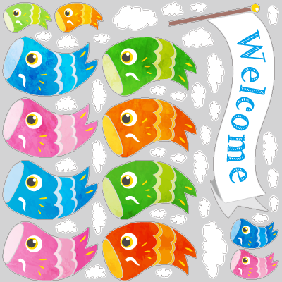 こどもの日　ウィンドウシール水彩風