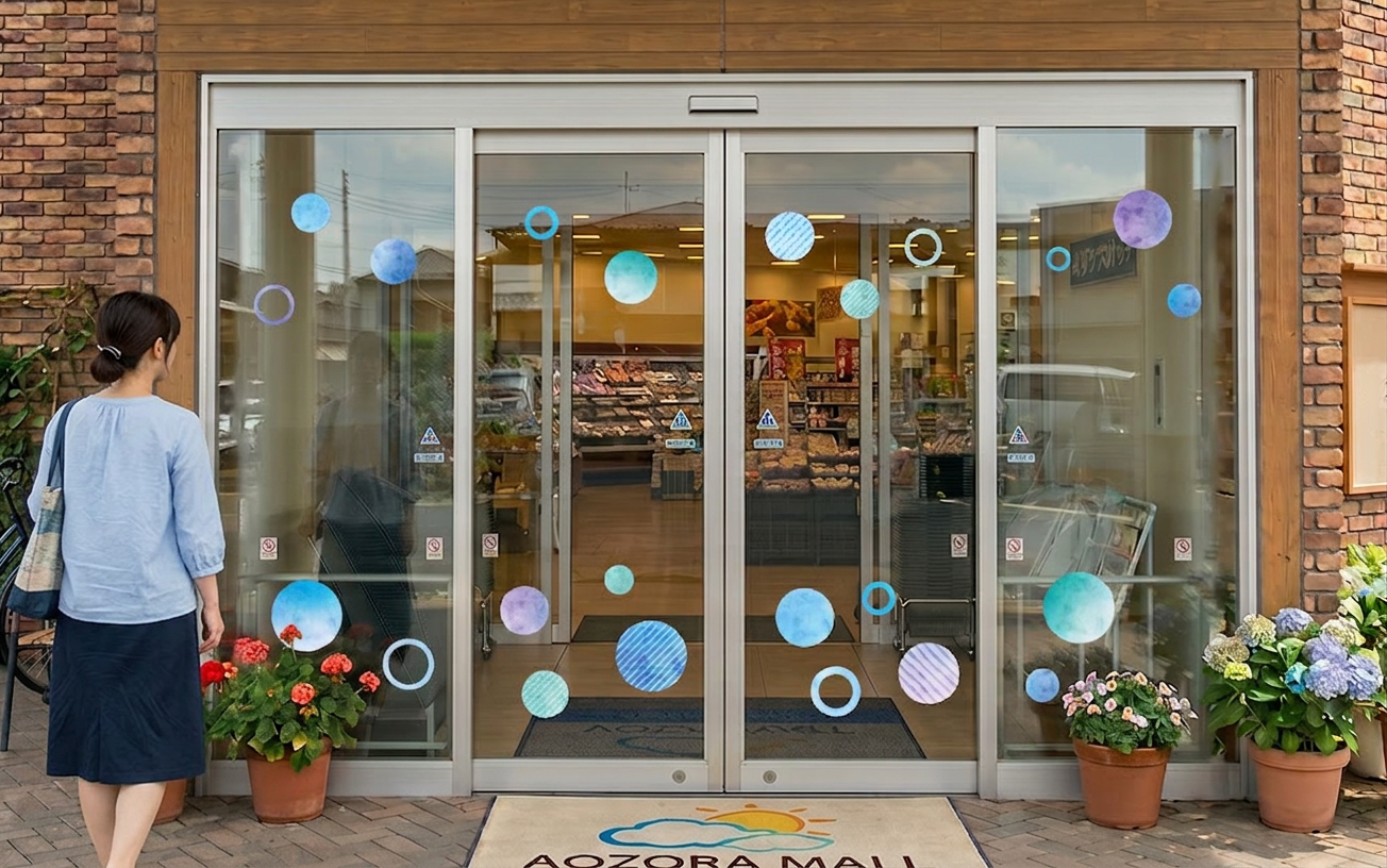 【VP】水彩ブルー系水玉のレイアウト