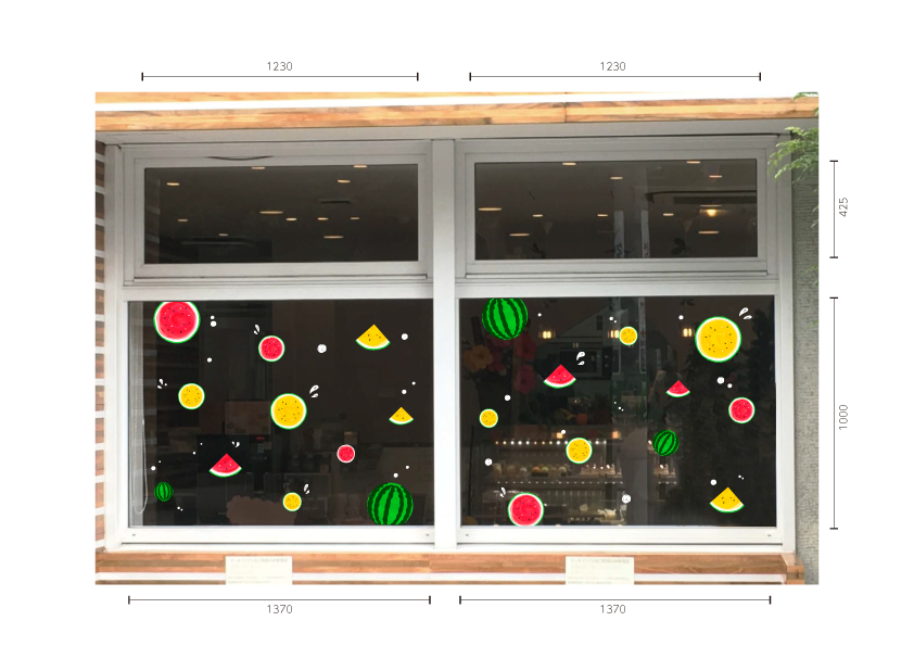 スイカ 夏のウィンドウ装飾