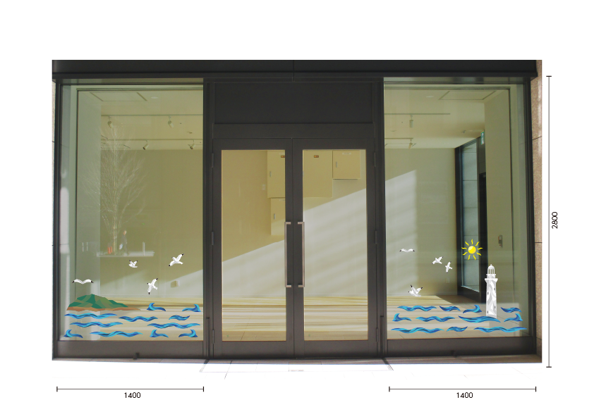 【VP】カットガラス風 灯台と海の施工写真