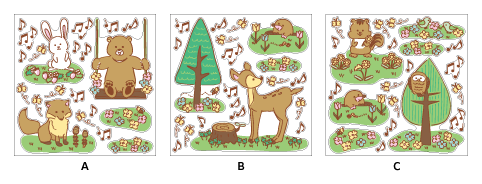 【壁】どうぶつたちの春の柄バリエーション
