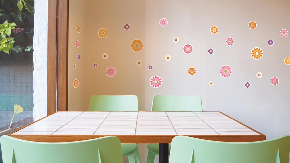 【壁】水彩春のフラワーの施工イメージ