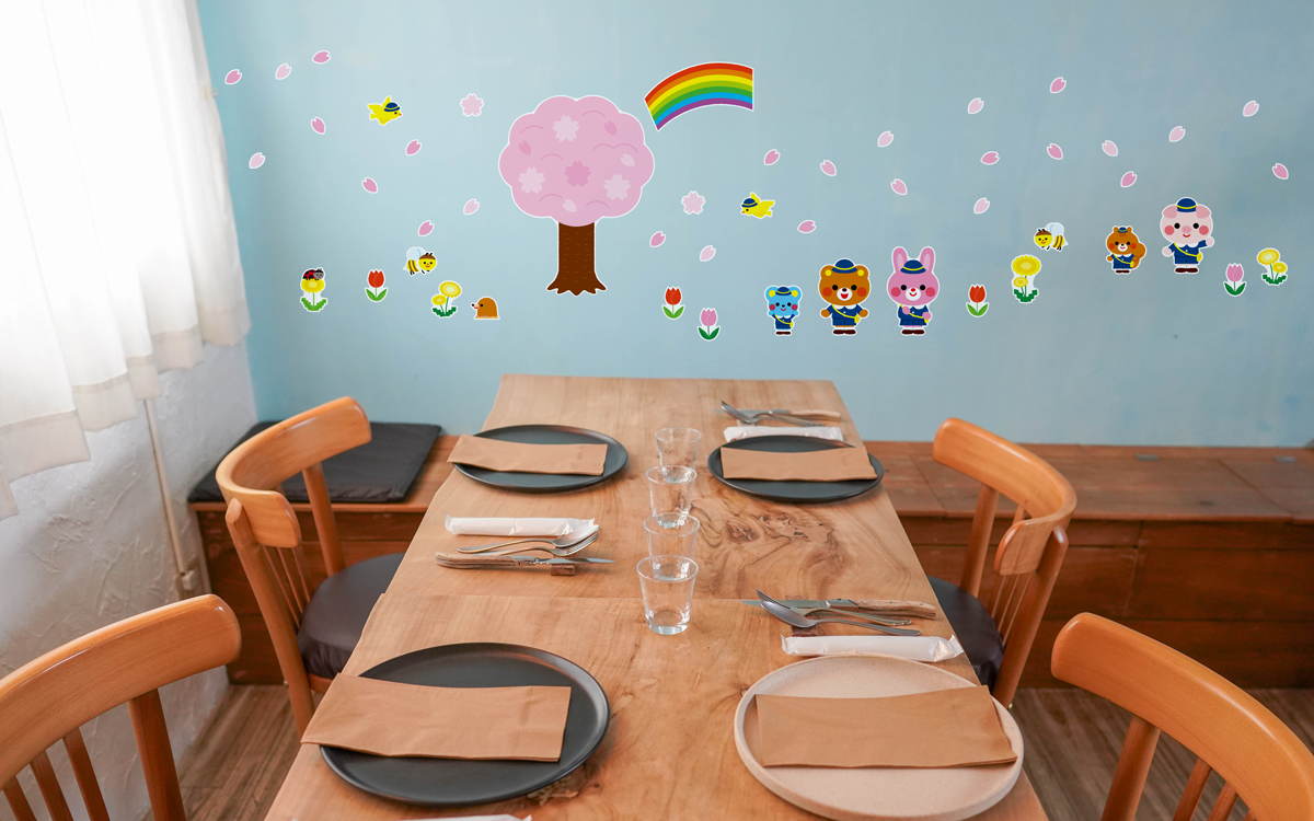 季節のなかよしどうぶつシリーズ 4月の施工イメージ