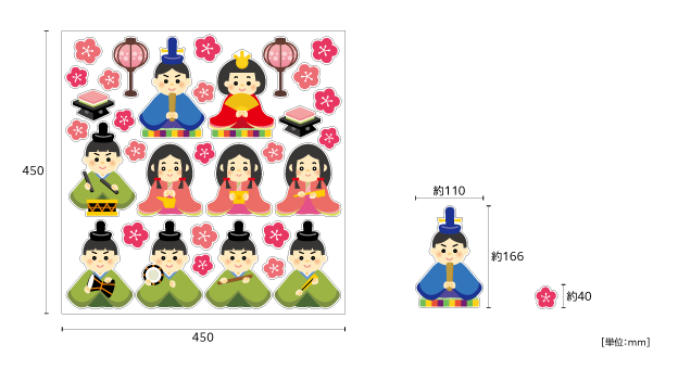 【壁】ひなまつり3段飾りのサイズ