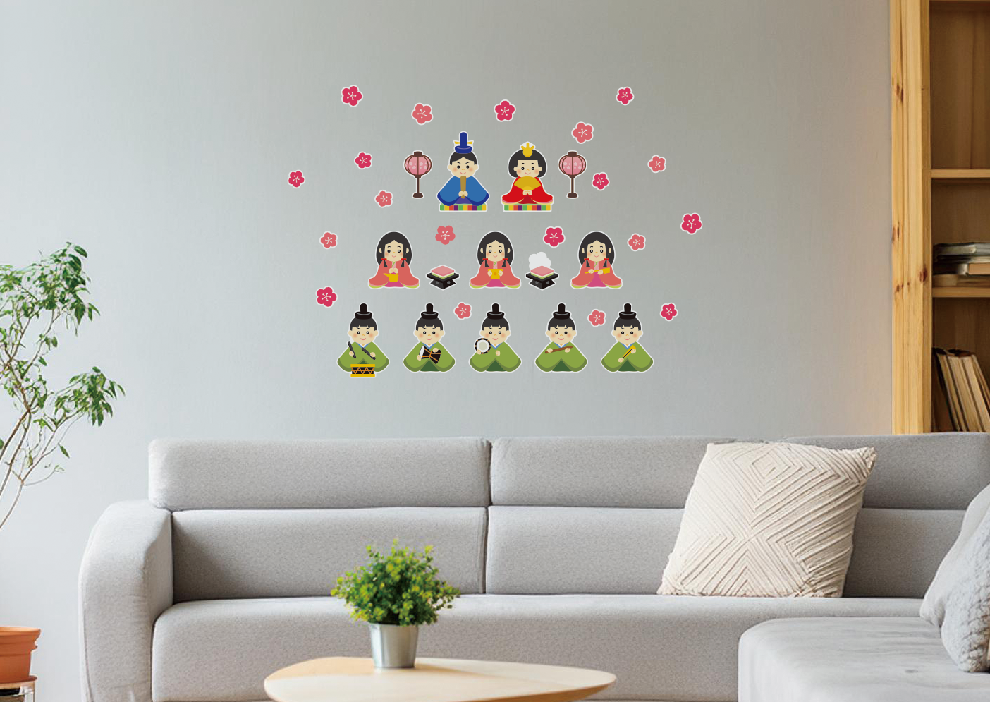 【壁】ひなまつり3段飾りの施工イメージ