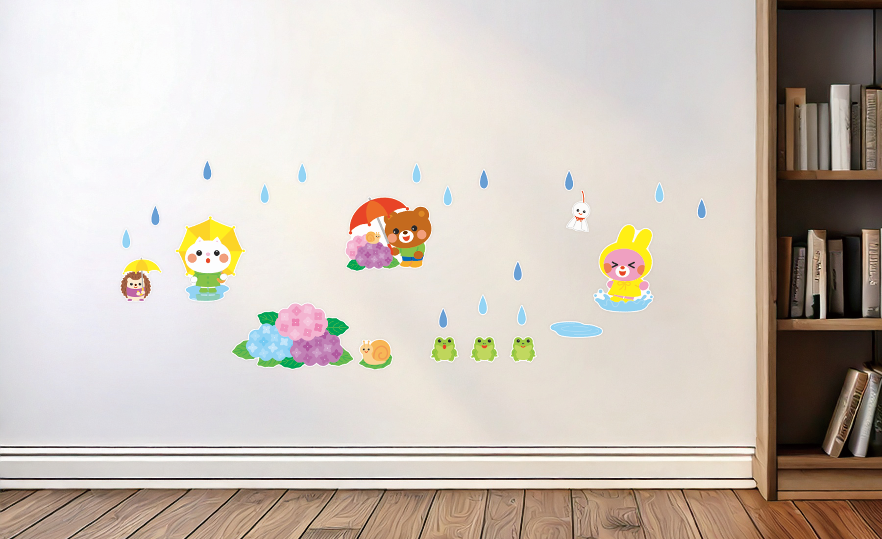 【壁】季節のなかよしどうぶつシリーズ 6月の施工イメージ