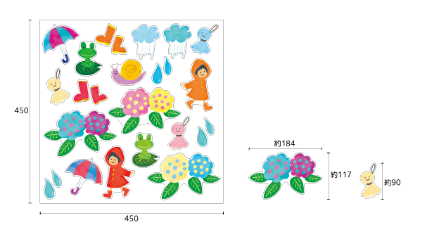 【壁】季節の水彩 梅雨のサイズ