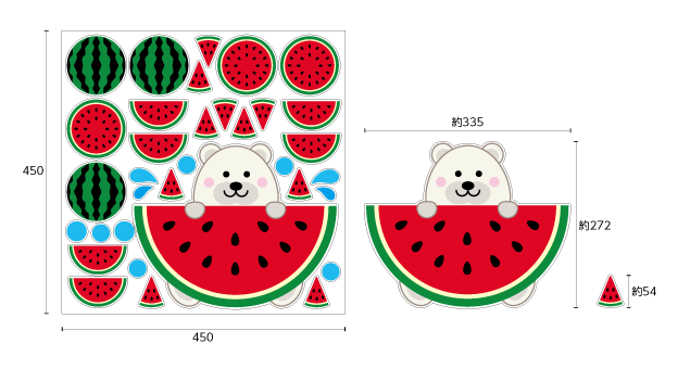 【壁】すいかと白くまのサイズ
