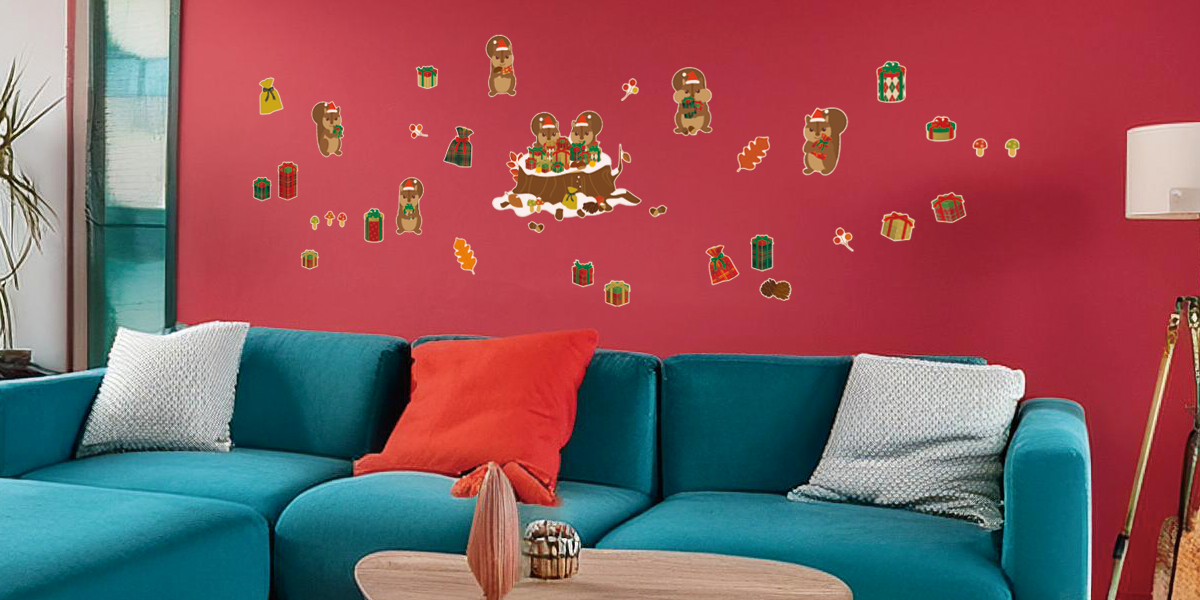 【壁】クりすマスのプレゼント交換の施工イメージ