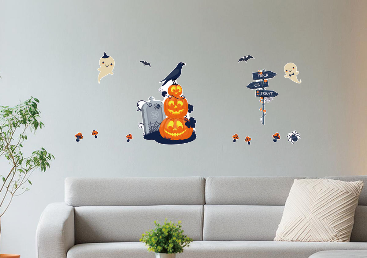 【壁】おばけとパンプキン3兄弟の施工イメージ