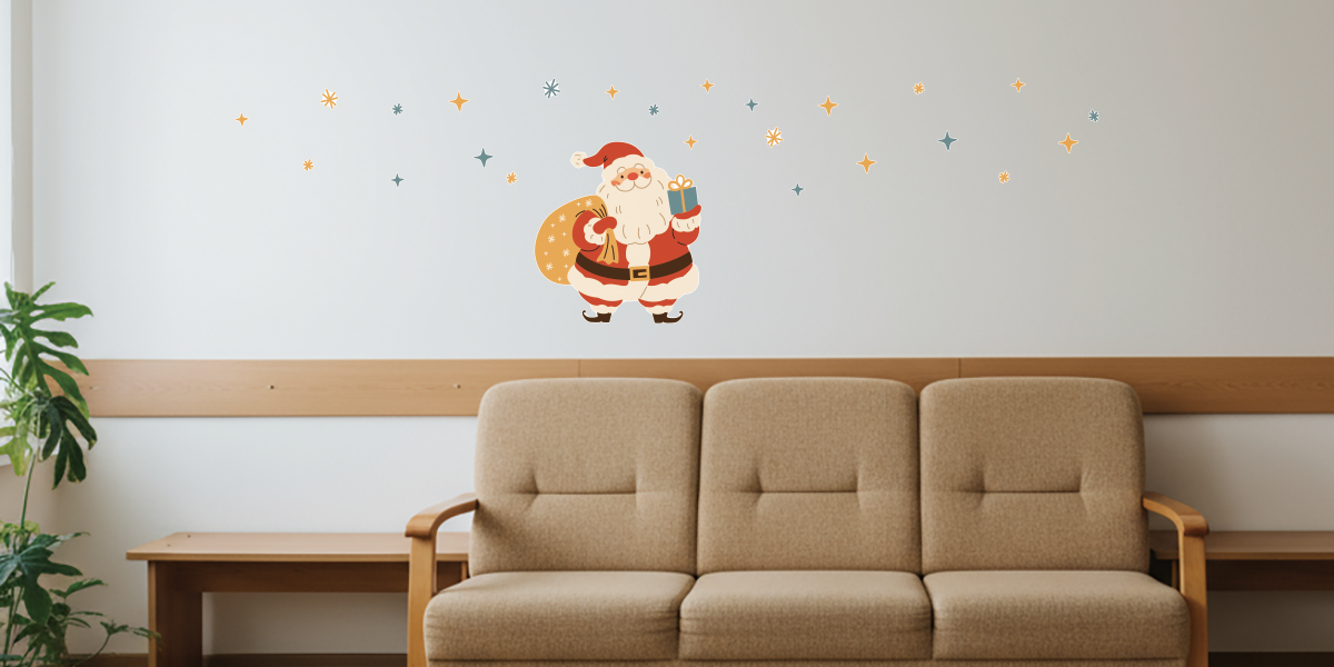 【壁】ふわひげサンタプレゼント配達の施工イメージ