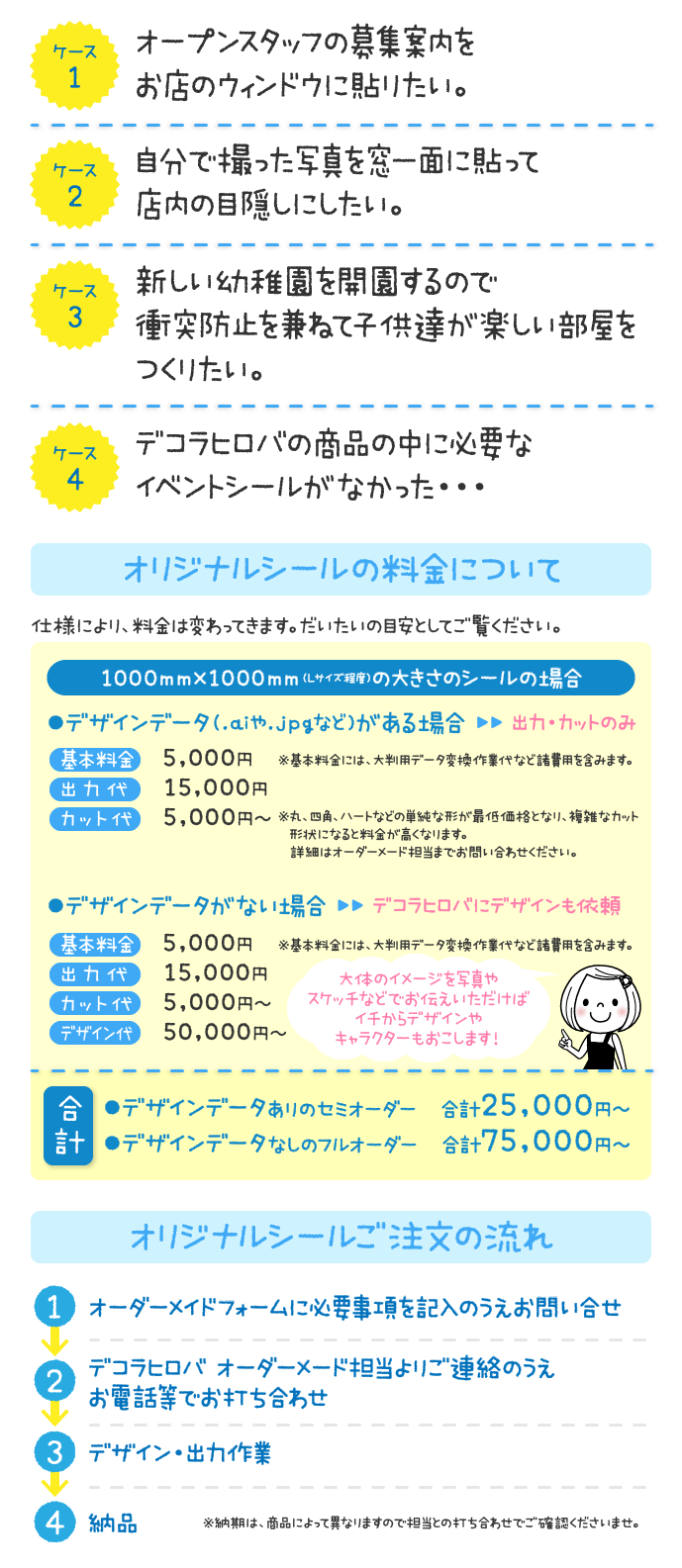 オリジナルシールの料金と注文の流れ