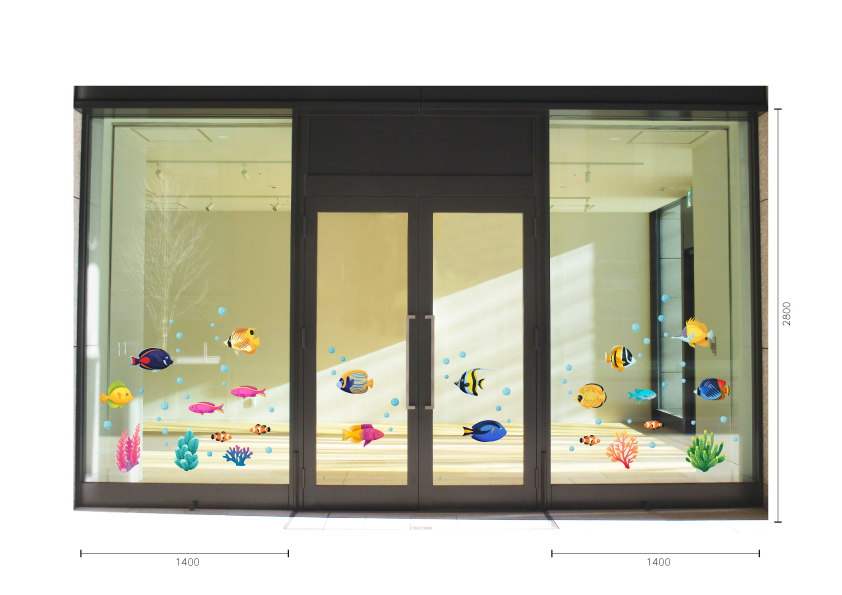 【VP】窓に泳ぐ熱帯魚Aの施工イメージ