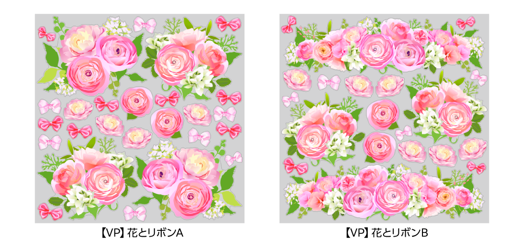 【VP】花とリボン 柄バリ
