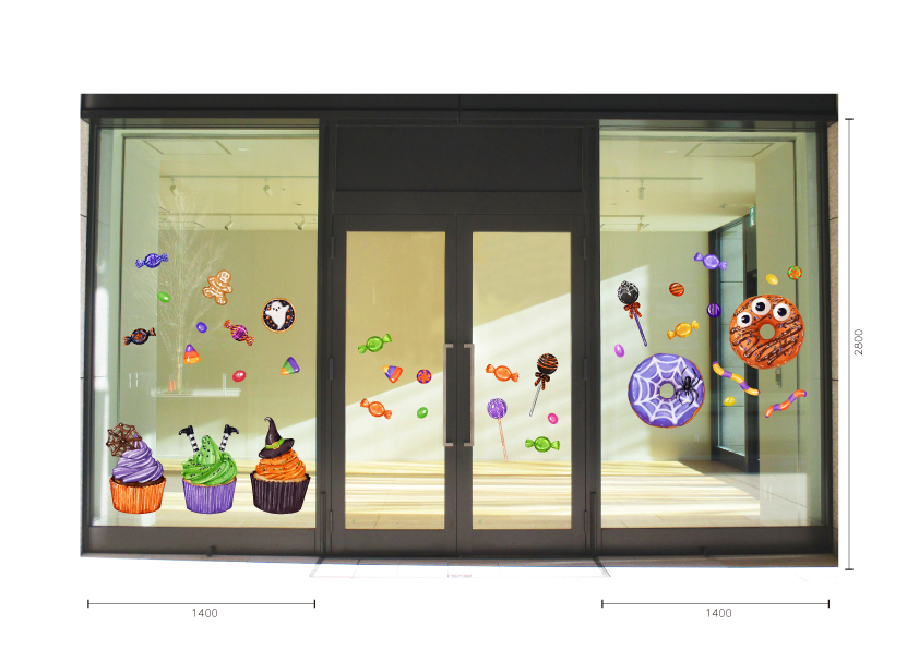 【VP】ハロウィンカップケーキと【VP】ハロウィンドーナツの組み合わせ施工イメージ