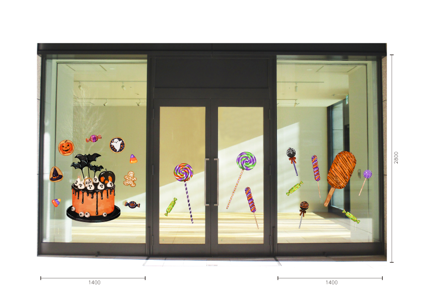 【VP】ハロウィンキャンディバーと【VP】ハロウィンケーキの組み合わせ施工イメージ