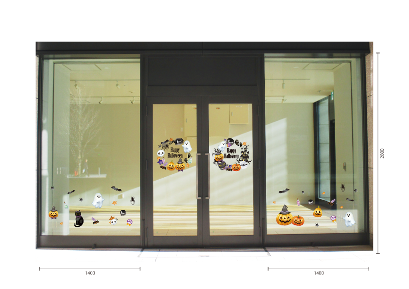 【VP】水彩ハロウィンリースの施工イメージ