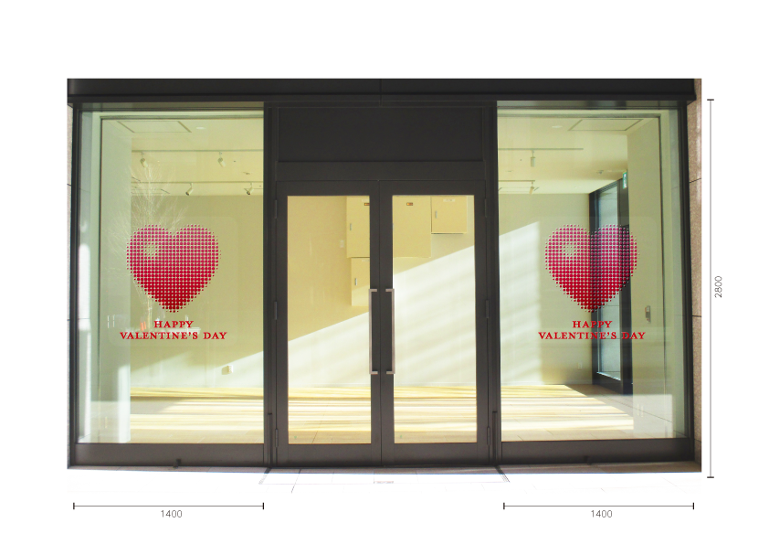 ドットハートバレンタインLサイズの施工写真